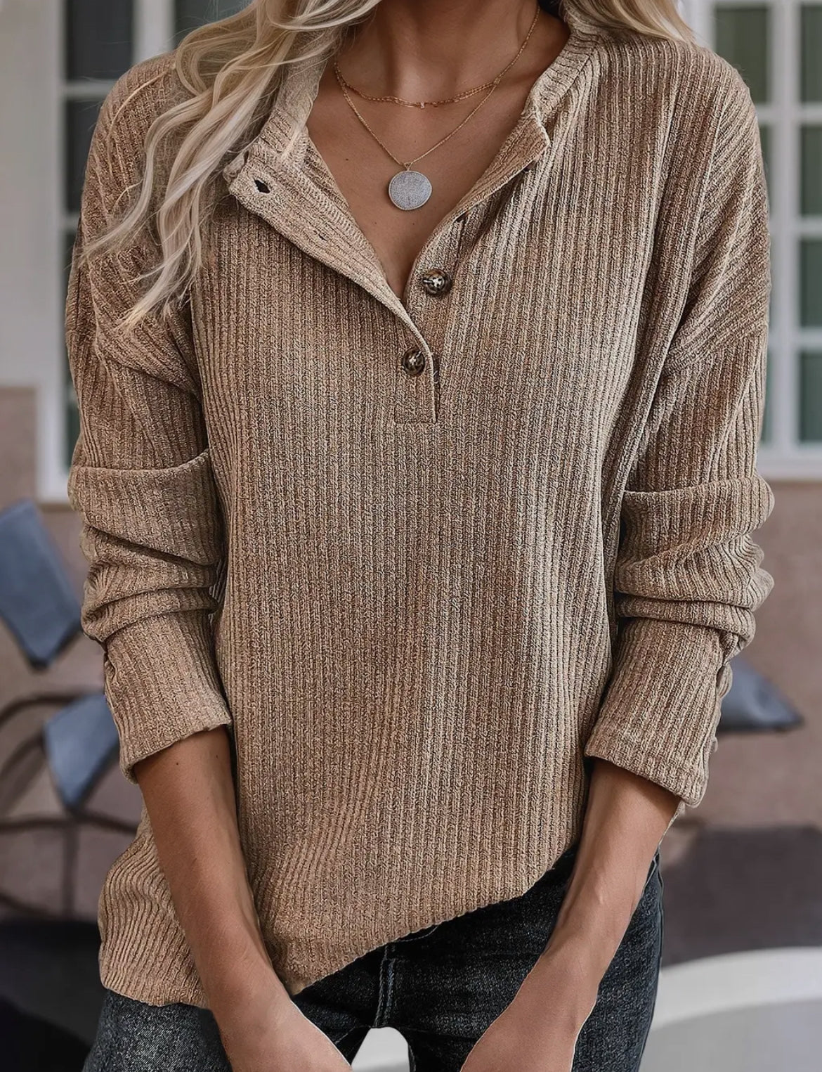 Button Down Ribbed Tunic