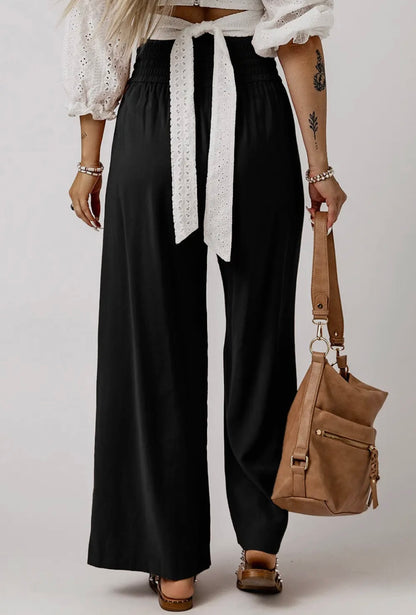 Elastic Waist Wide Leg Pant