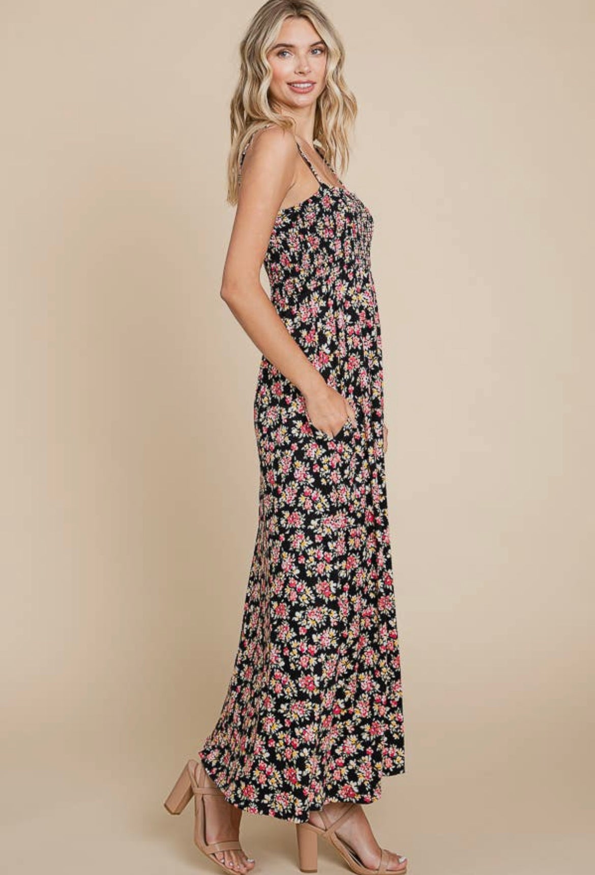 Spaghetti Strap Smocked Maxi Dress