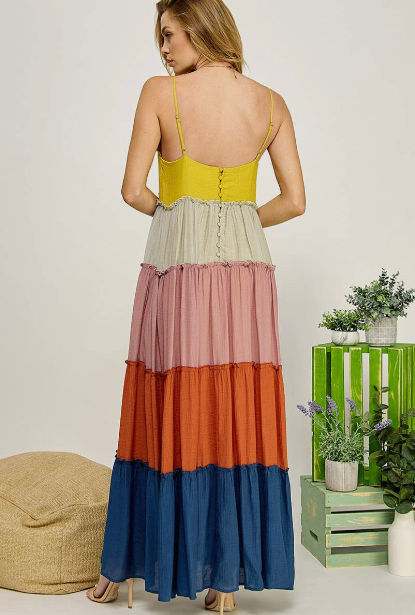 Color Block Maxi Dress