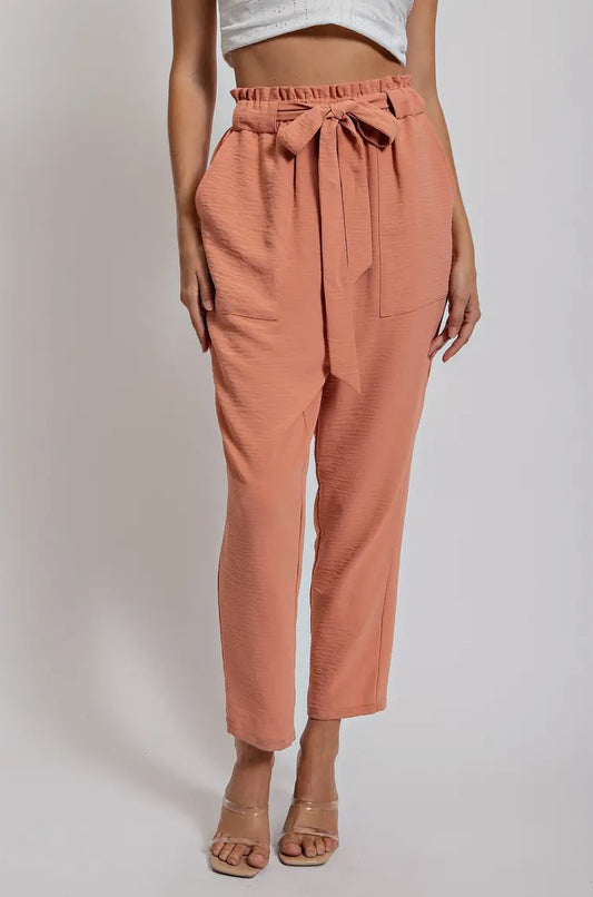 Paper Bag Waist Slim Ankle Pant