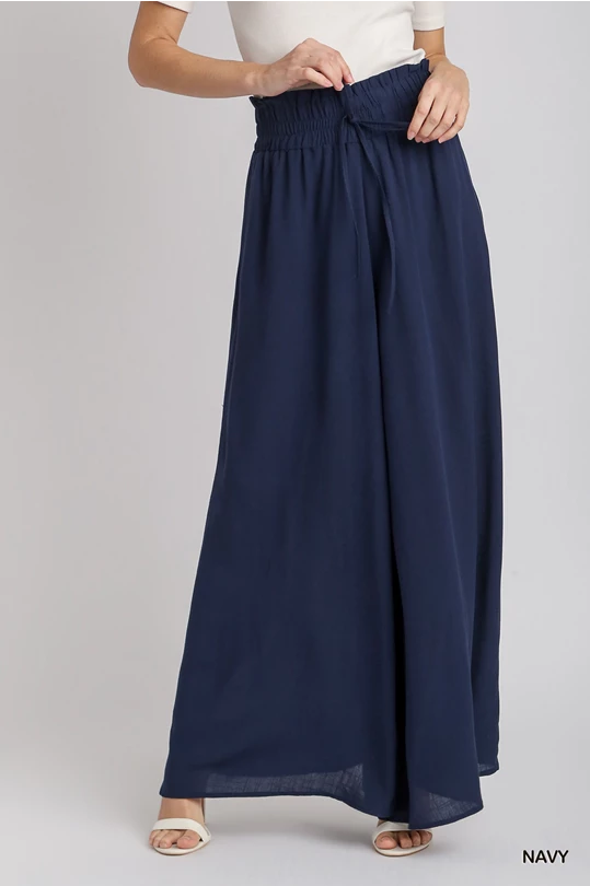 Navy Wide Leg Palazzo Pant