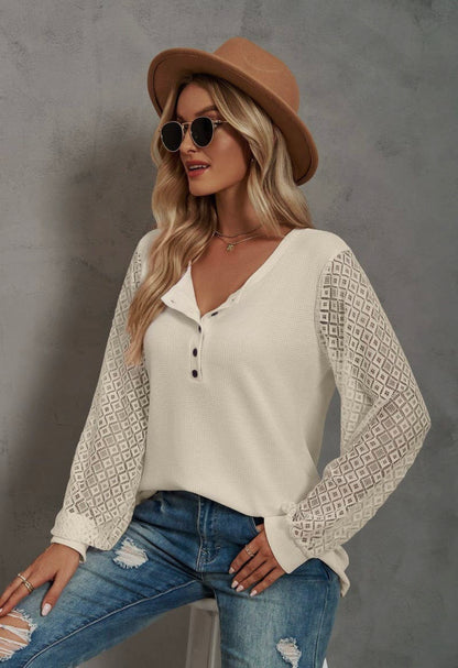 Button Down Long Sleeve Lace